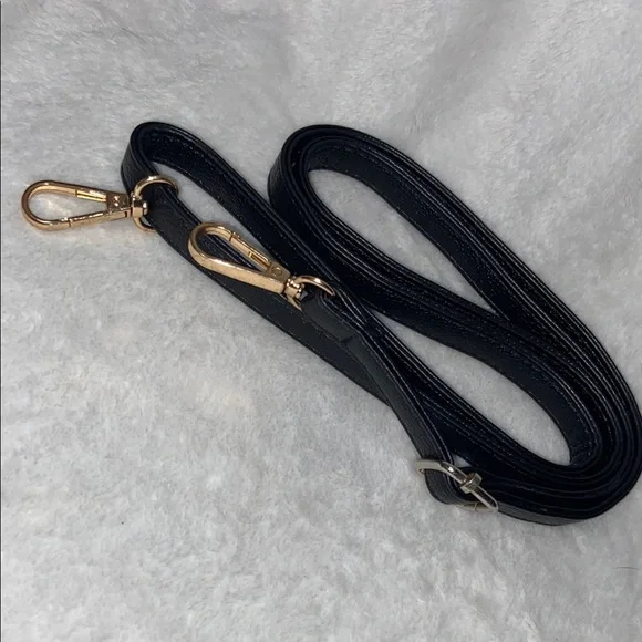 Black Leather Strap with Gold Clasps - Picture 1 of 6